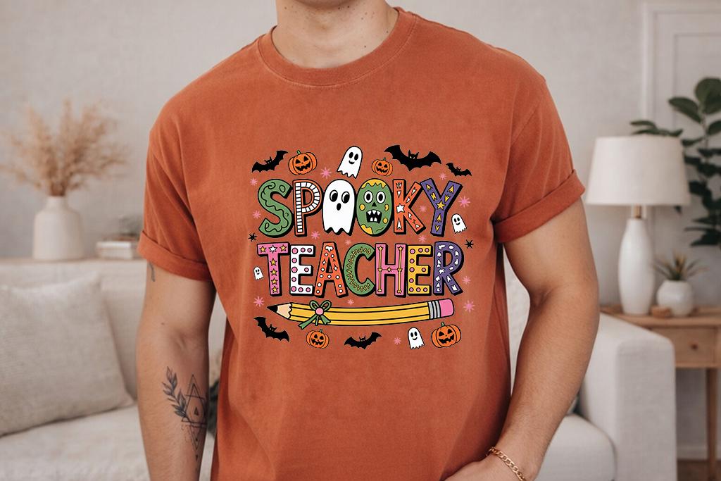 Comfort Colors® Spooky Teacher Shirt, Cute Halloween Teacher Tee, Ghost Pumpkin Fall Educator, Back to School top