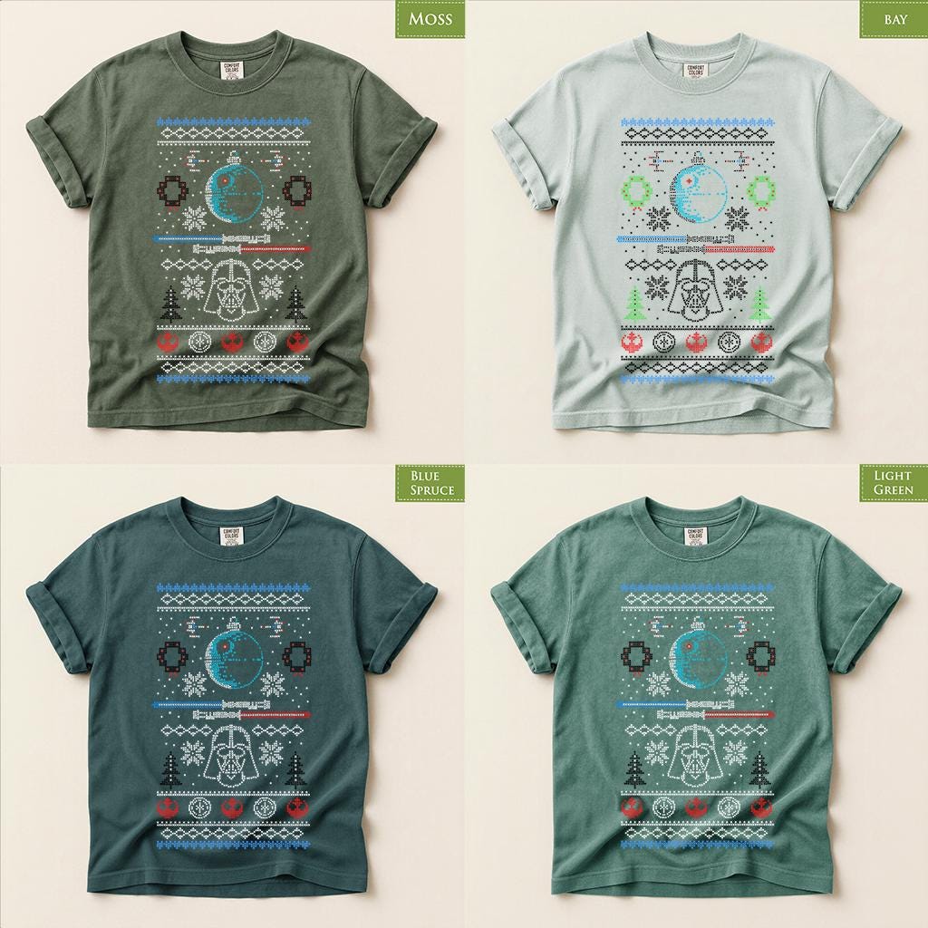 Comfort Colors® Dark Side Christmas Shirt, Space Battle Holiday Tee, Retro Christmas Sweater Graphic, Sci Fi Gift
