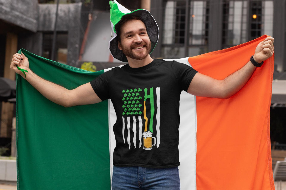 Funny Beer St. Patricks Day Shirt, Irish American Flag Tee, Ireland Gift