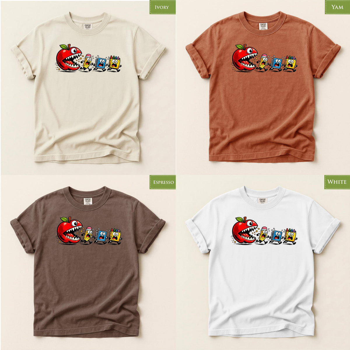 Comfort Colors® Funny Back to School T-shirt, Apple Monster Shirt, Teacher Student Classroom Graphic Tee