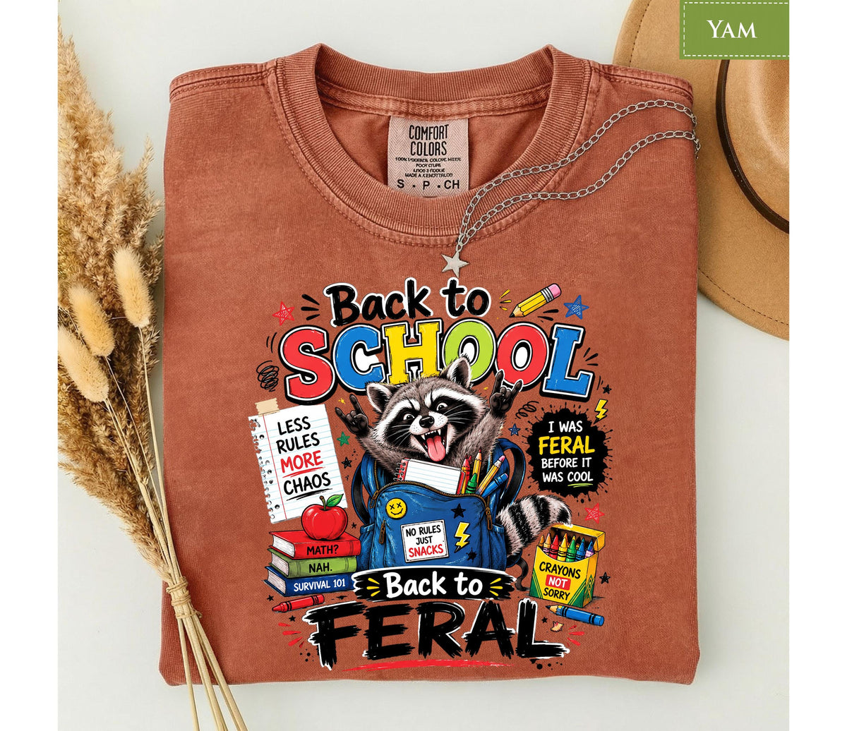 Comfort Colors® Back to School Raccoon Shirt, Feral Student Tee, Funny First Day Gift