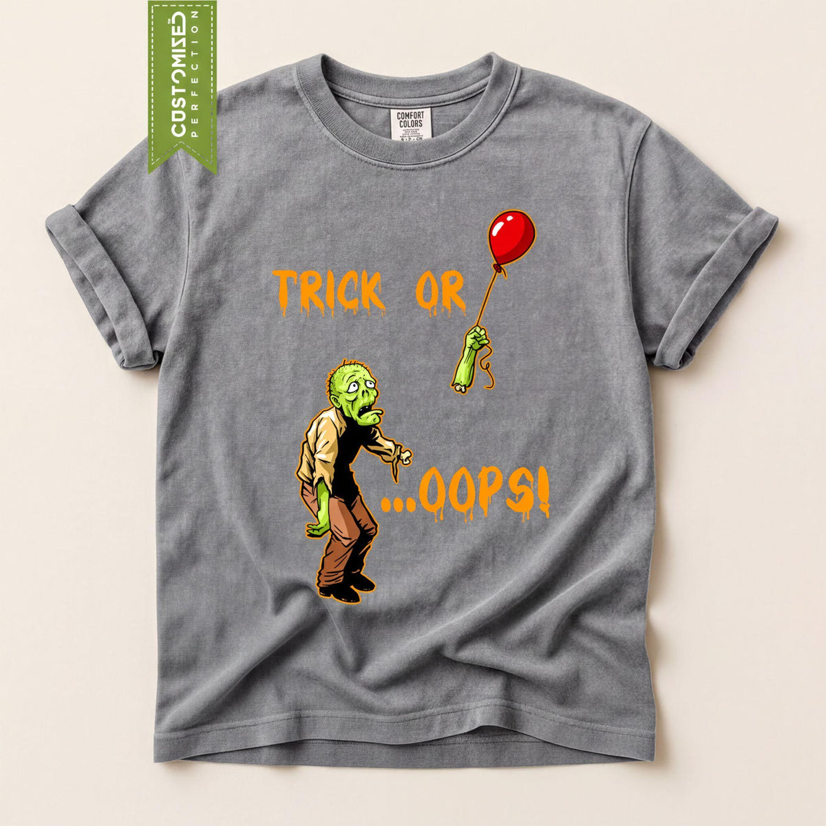 Funny Trick Or Treat Halloween T-Shirt, Comfort Colors® Scary Zombie Tee, Spooky Season Top, Fun Fall Autumn Tshirt