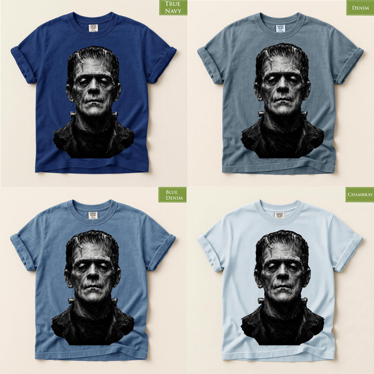 Comfort Colors® Frankenstein Monster Gothic Graphic Tee, Classic Horror Shirt, Halloween Spooky Gift