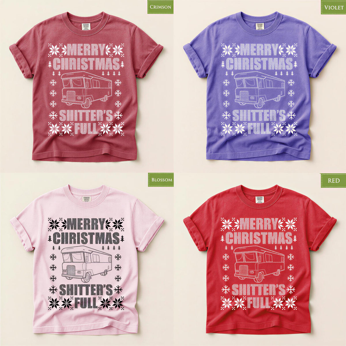 Comfort Colors® Merry Christmas Shirt, Funny Christmas Vacation Tee, Shitters Full RV Shirt, Holiday Road Trip Gift, Festive Winter Tee