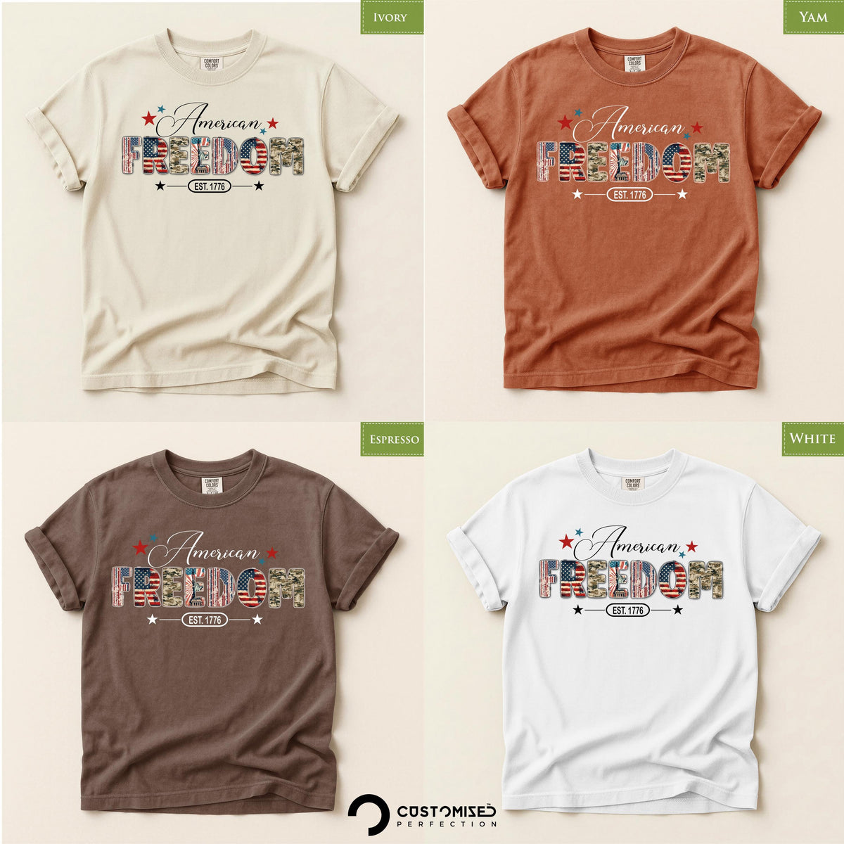 American Freedom T-Shirt, Comfort Colors® EST 1776 Patriotic USA Tee