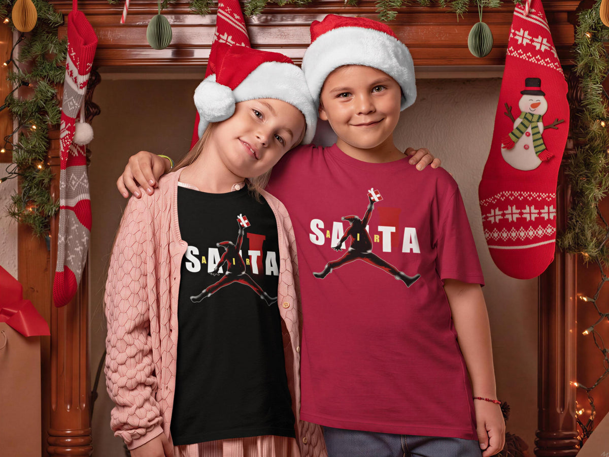 Air Santa Christmas Gift T-shirt, Black Santa, Basketball Christmas Shirt, Black Santa Shirt, Matching Christmas Shirt for Families
