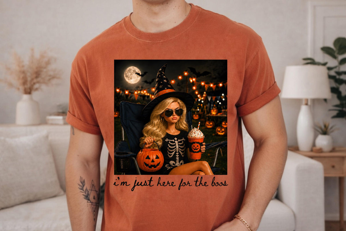 Comfort Colors® Halloween Pumpkin Spice Latte Blonde Doll Shirt, I'm Just Here for the Boos TShirt, Spooky Season Tee