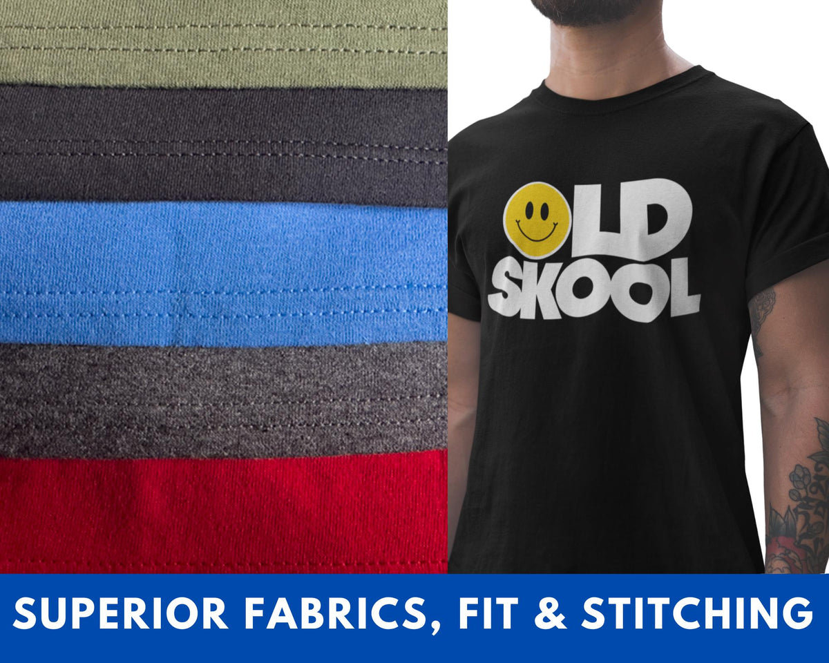 Old Skool T-shirt, Vintage Style Retro Tee, Funny Smiley Face Top