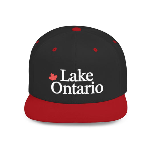 Lake Ontario Embroidered Snapback Hat, Yupoong® 6089M Snapback Hat, Canadian Pride Maple Leaf Gift Idea, Canadian Pride Flat Bill Cap