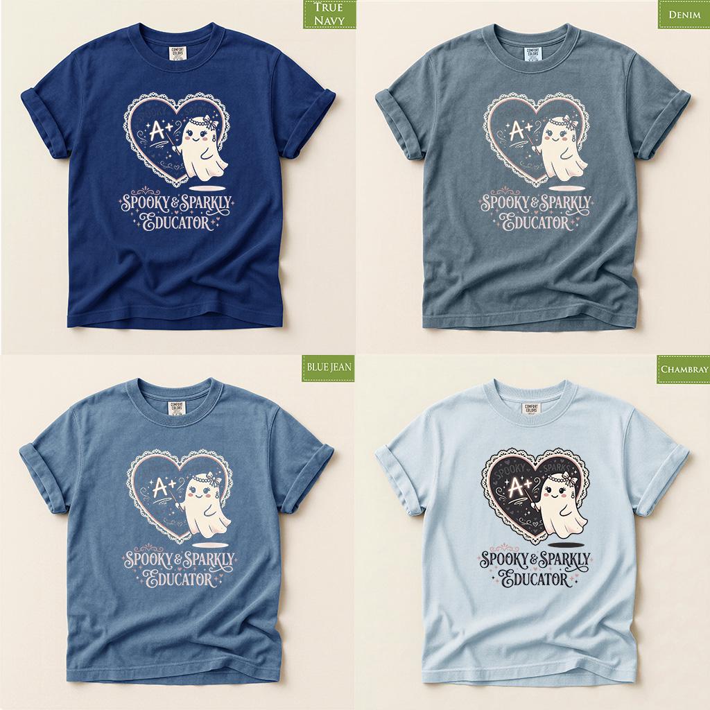 Comfort Colors® Spooky Sparkly Educator Shirt, Back To School  Cute Ghost Teacher Tee, Halloween School top