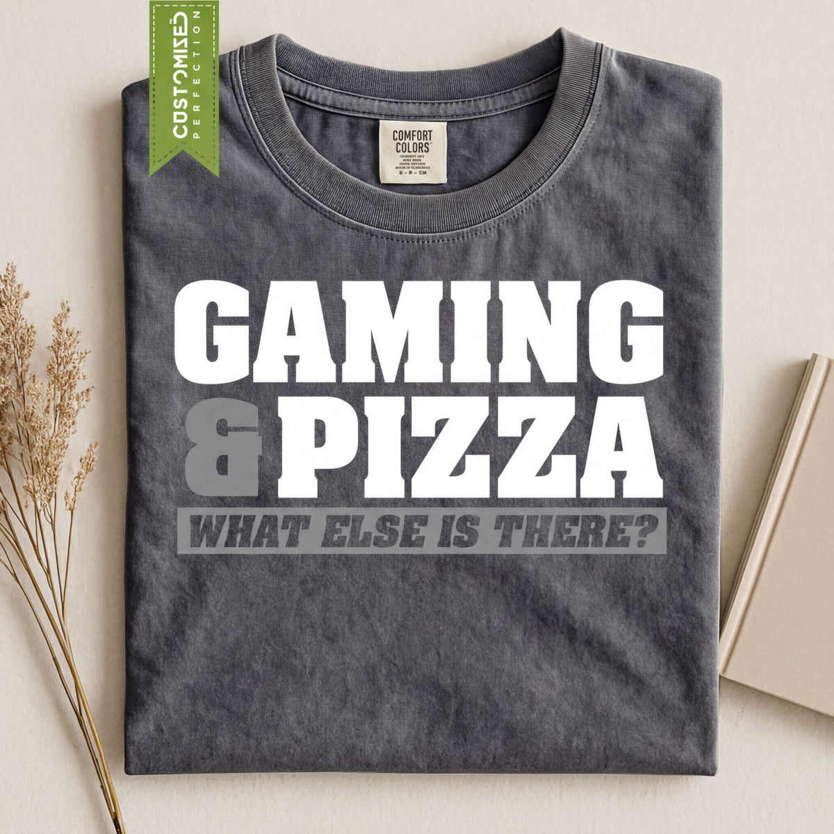 Comfort Colors® Funny Gamer T-shirt, Gaming and Pizza Tee, Gift for Gamers