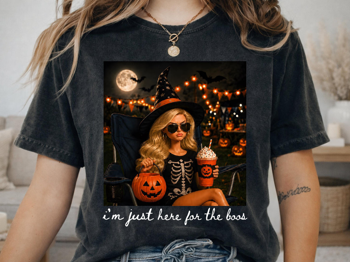 Comfort Colors® Halloween Pumpkin Spice Latte Blonde Doll Shirt, I'm Just Here for the Boos TShirt, Spooky Season Tee