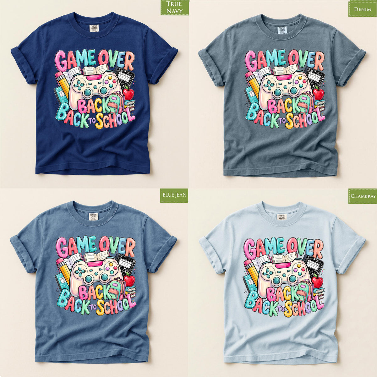Comfort Colors® Game Over Back to School Gamer Shirt, Student Teacher First Day Graphic Gift