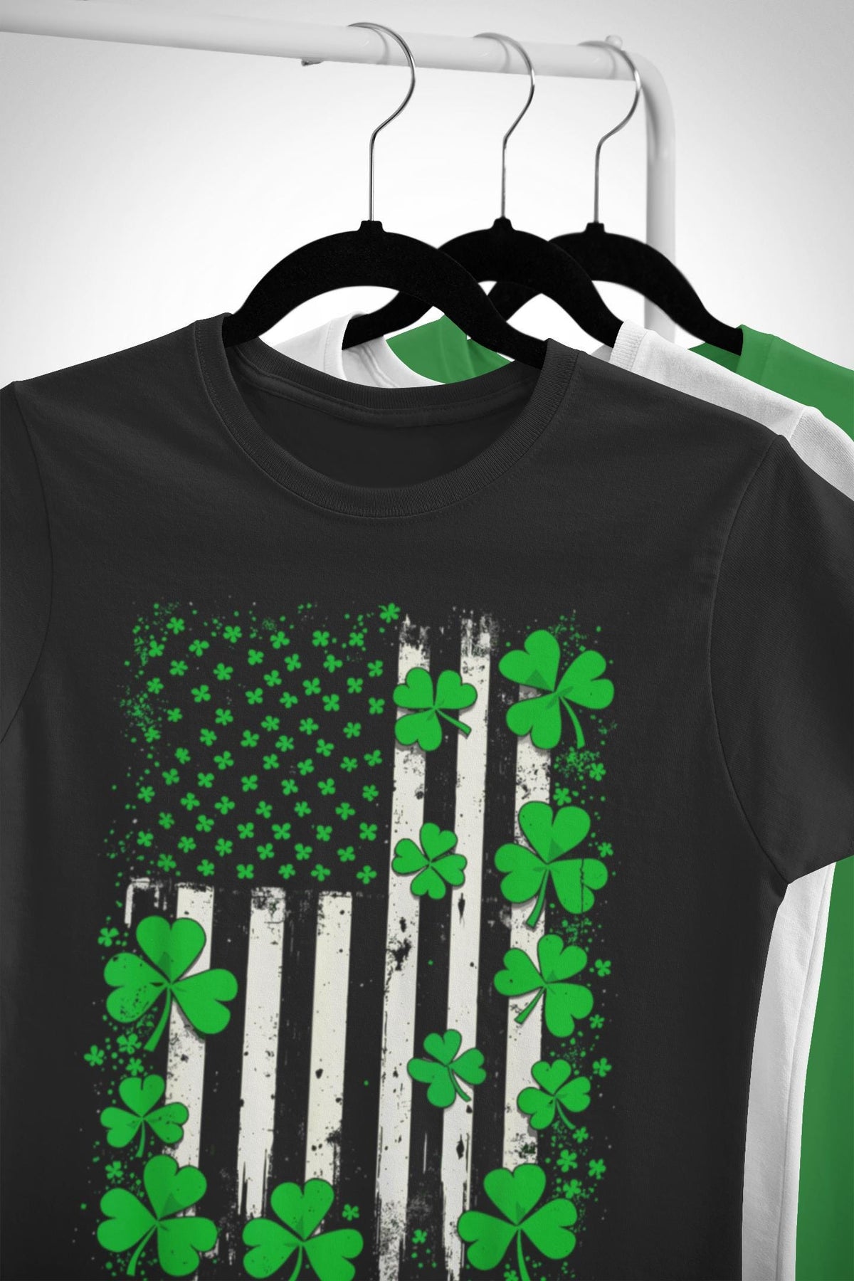 St. Patricks Day Shirt, Irish American Flag Shamrocks Tee, Leprochon Ireland Top