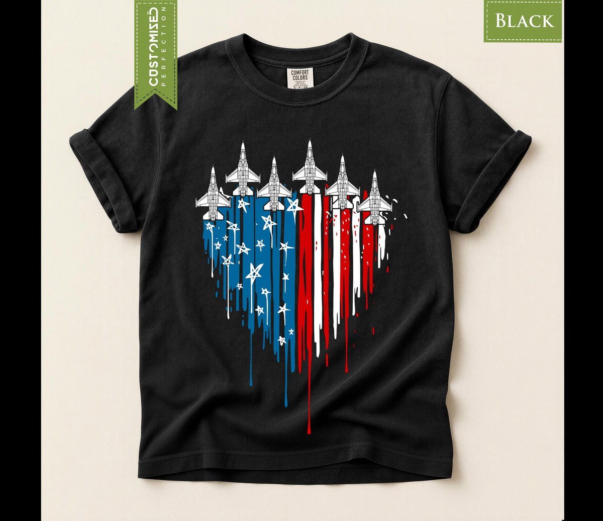 Comfort Colors® 4th of July Fighter Jets T-Shirt, Freedom 250th Anniversary Tee, Red White Blue America Top