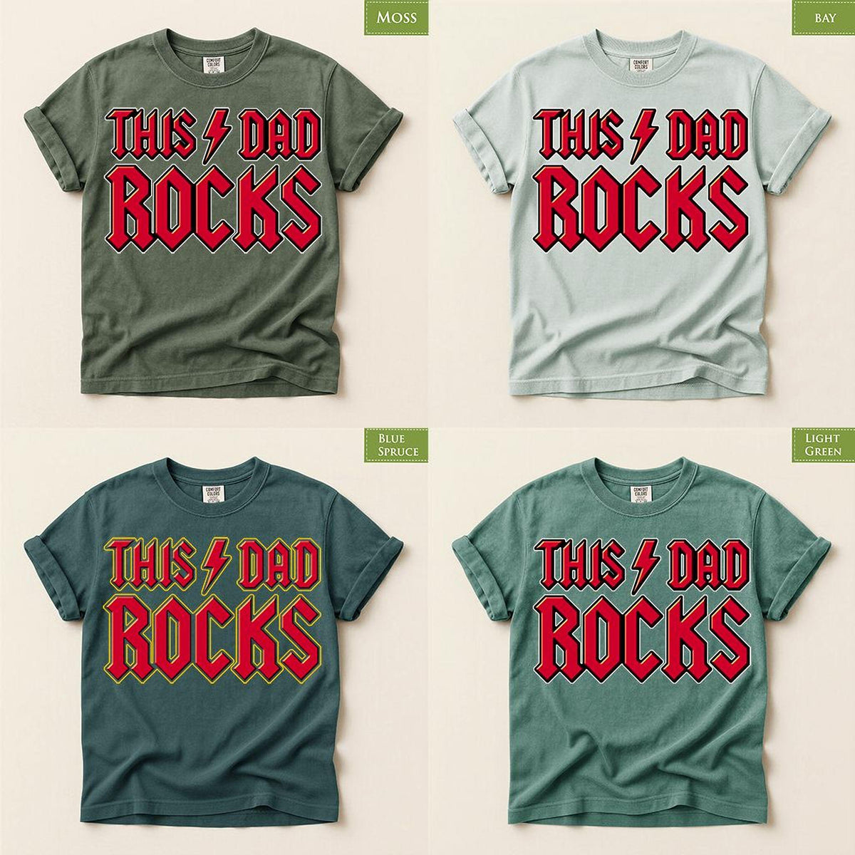 Dad Rocks T-Shirt: Funny Rock Music Comfort Colors® Tee for Fathers