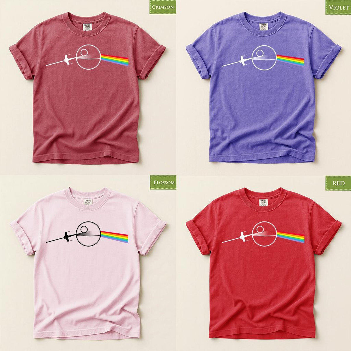 Comfort Colors® Dark Side Of The Death Star T shirt, LGBTQIA2+ Rainbow Tee, Pride Top