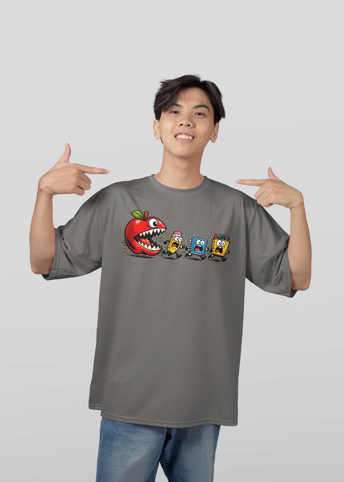 Funny Back to School Shirt, Apple Monster T-shirt, Teacher Student Classroom Graphic Tee