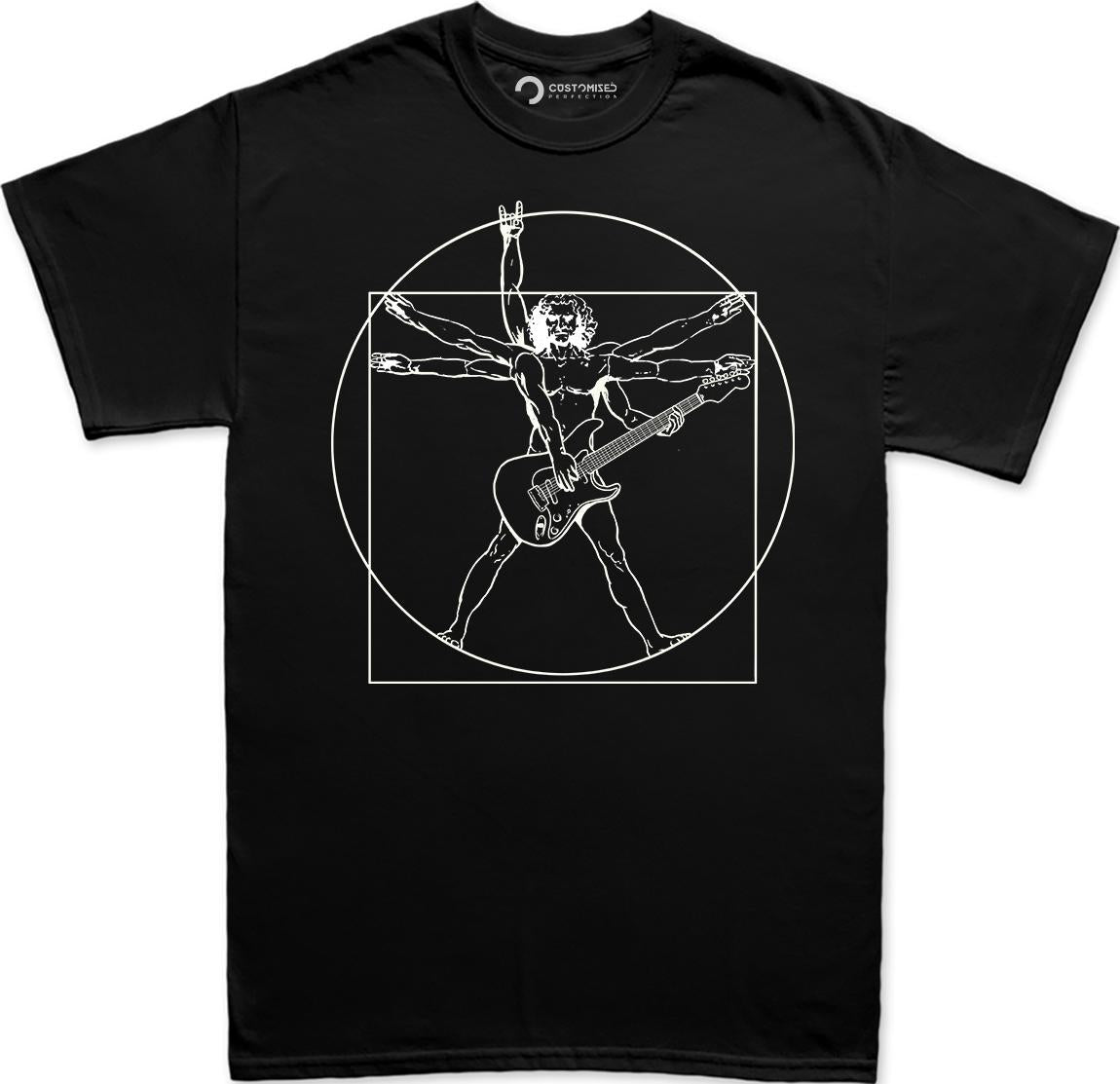 Mens Vitruvian Guitarist Guitar Funny Spoof Da Vinci T shirt Tee Top T-shirt