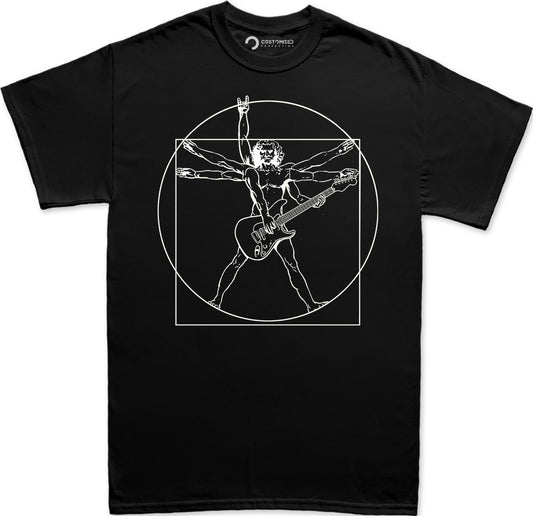 Mens Vitruvian Guitarist Guitar Funny Spoof Da Vinci T shirt Tee Top T-shirt