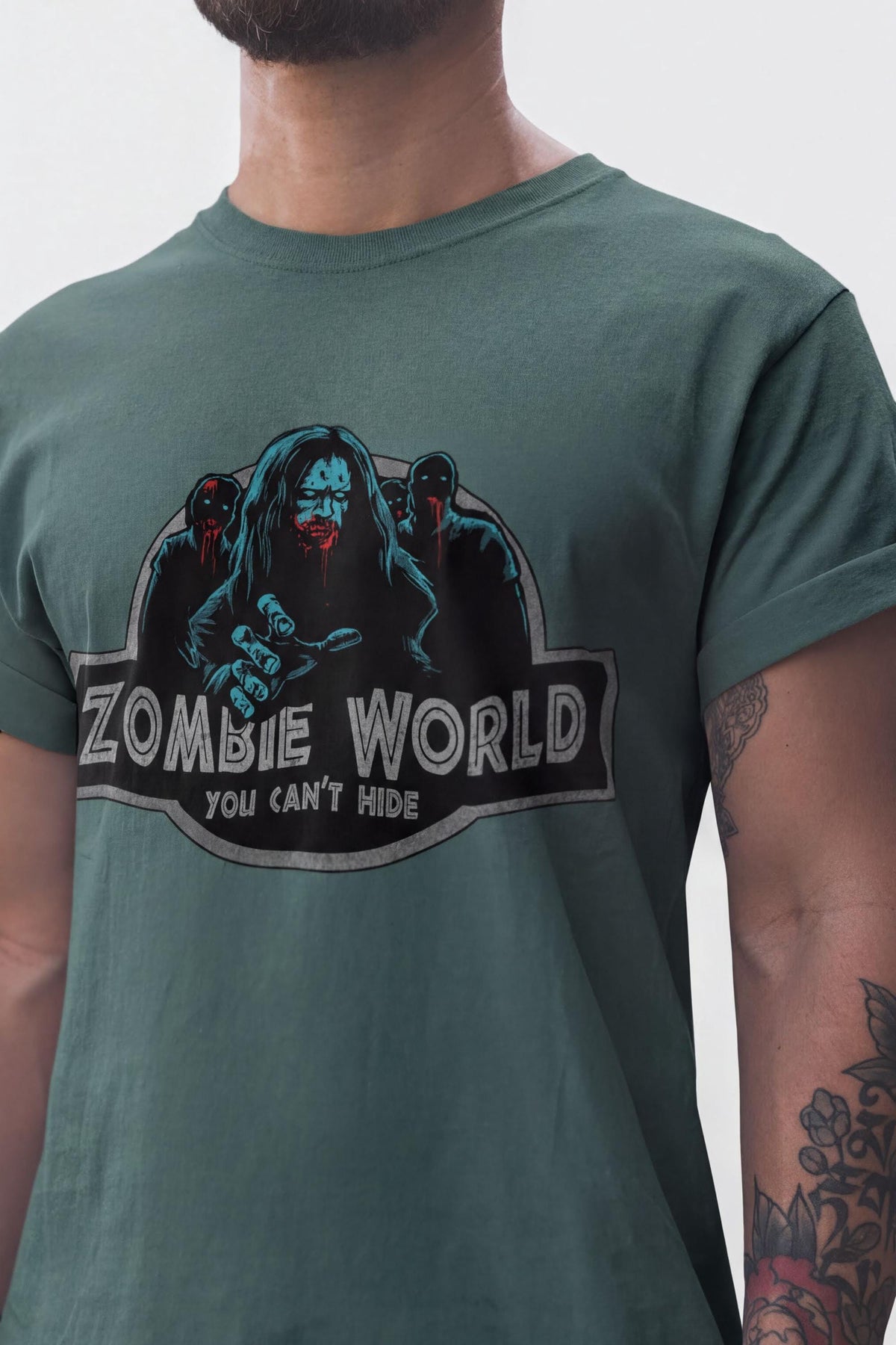 Zombie World Badge Shirt, Zombie Apocalypse T-Shirt, Horror Movie Logo Hoodie, Bloody Zombie Sweatshirt, Halloween Tee Gift