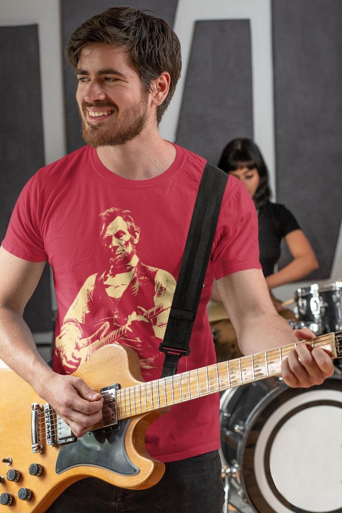 Abraham Lincoln Guitar Tee: Retro Music Shirt, Politics Humor Gift