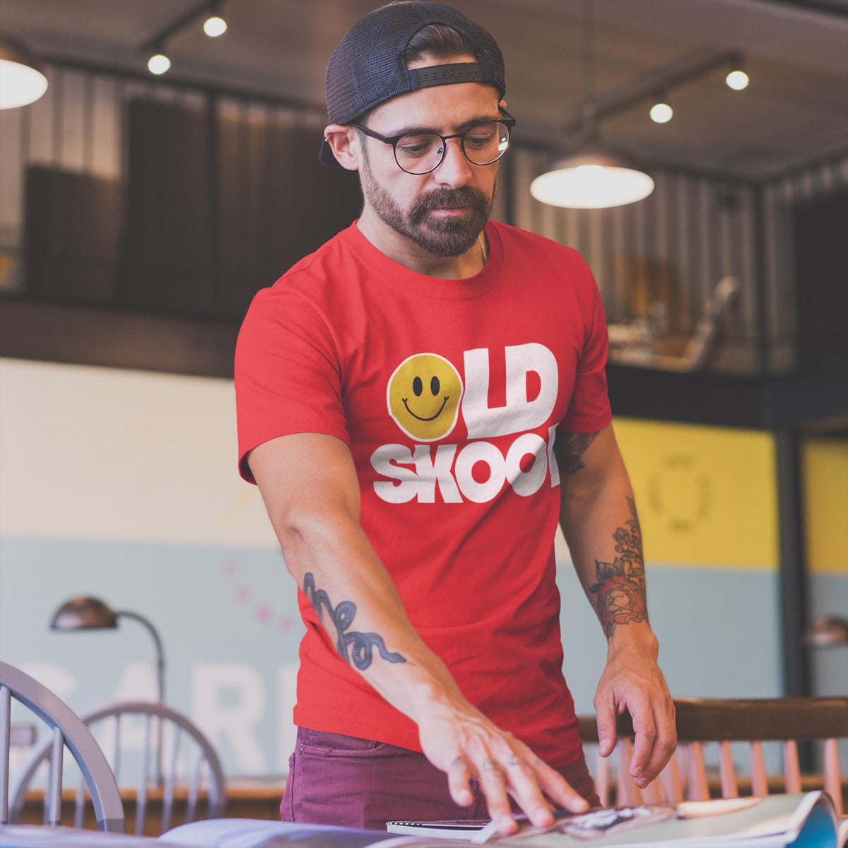 Old Skool T-shirt, Vintage Style Retro Tee, Funny Smiley Face Top