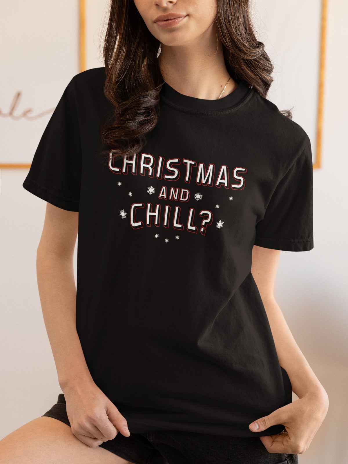 Comfort Colors® Christmas and Chill Shirt, Funny Holiday Tee, Cozy Winter Graphic, Christmas Gift