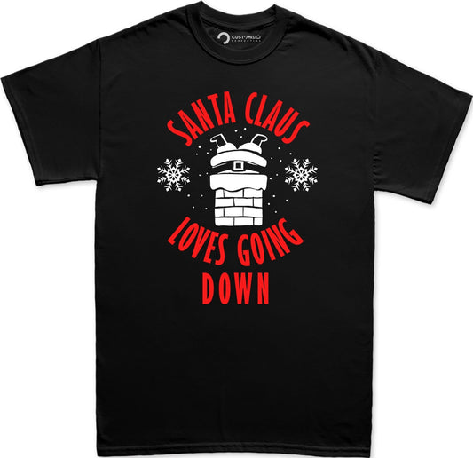 Funny Santa Loves Going Down Christmas Shirt, Rude Xmas Gift
