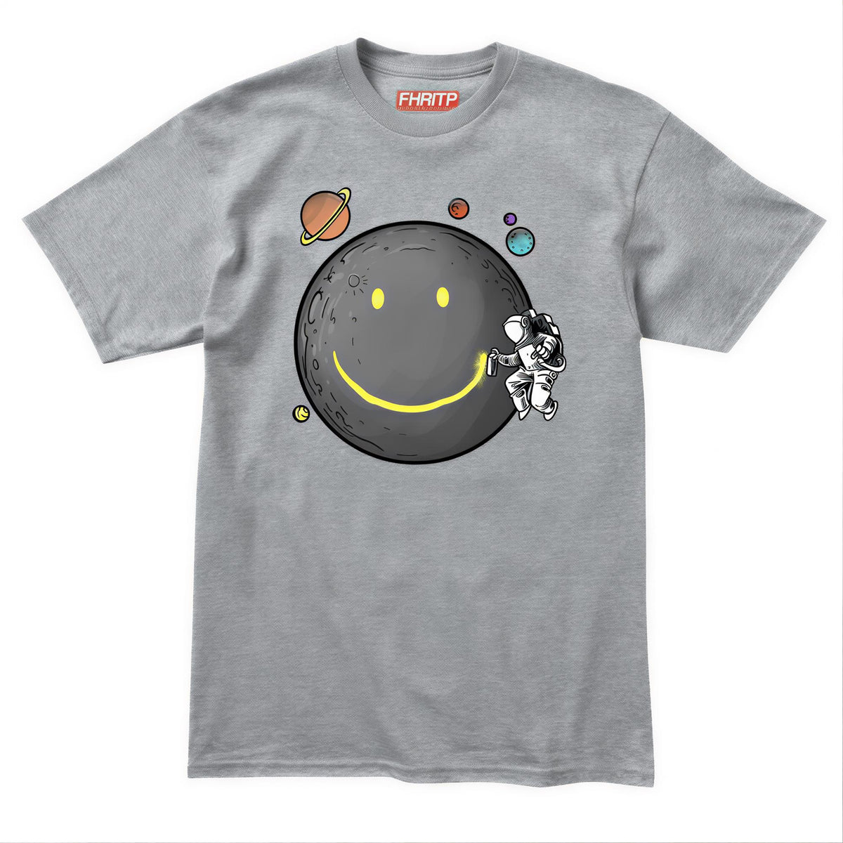 Comfort Colors® Smiley Moon T-Shirt, Astronaut Spraying Graffiti Tee, Retro Moonwalk Top