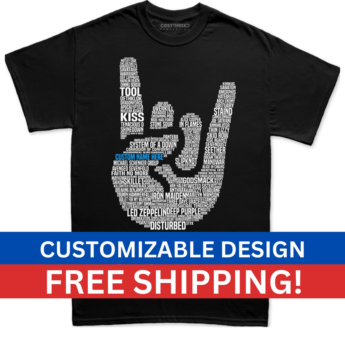 Metal Music Shirt, Heavy Metal Music Gift, Customized Metal Music T-shirt, Heavy Metal Legends TShirt, Gift for Metalheads, Devil Horns