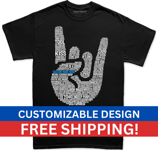 Metal Music Shirt, Heavy Metal Music Gift, Customized Metal Music T-shirt, Heavy Metal Legends TShirt, Gift for Metalheads, Devil Horns