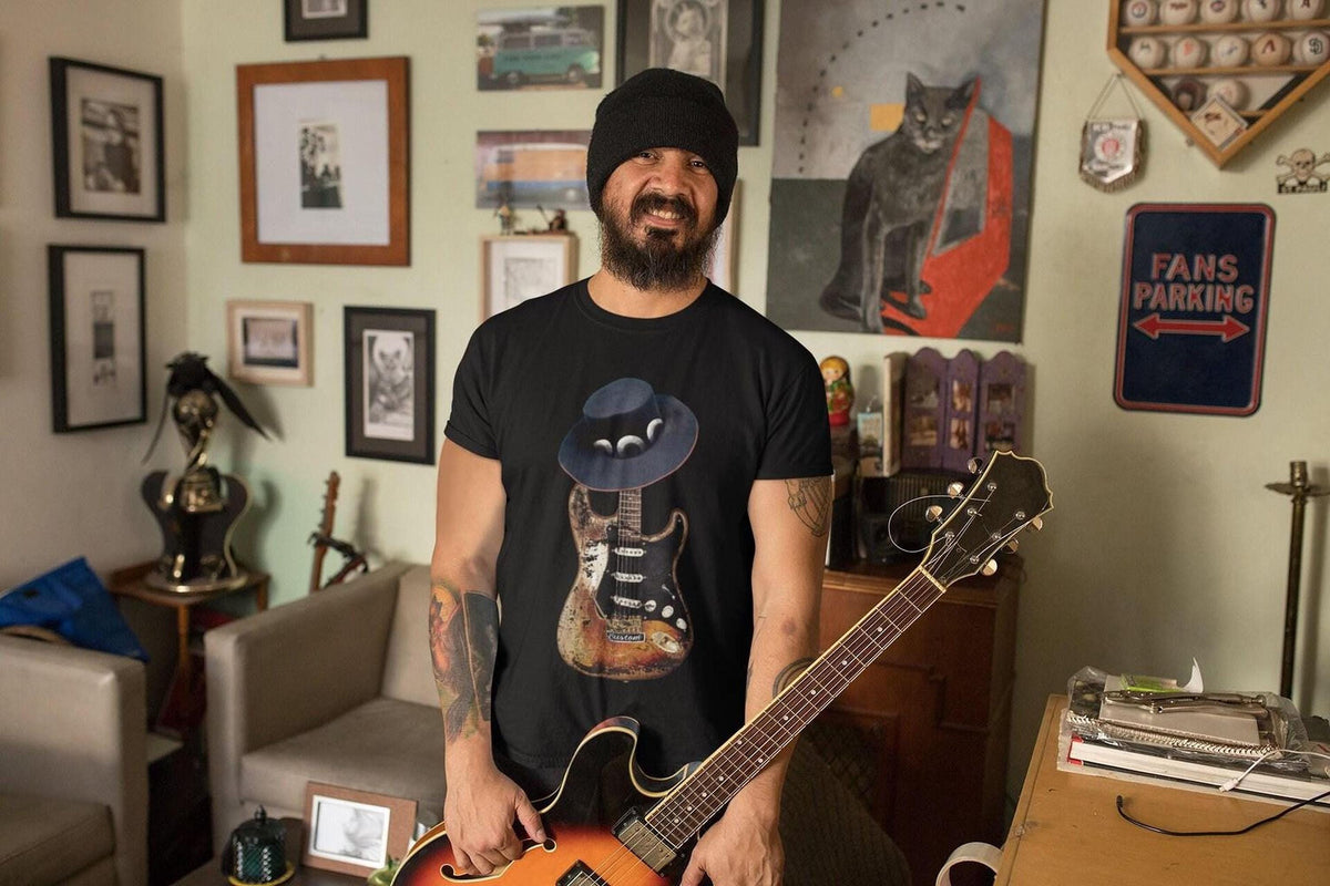 Stevie Ray SRV T-Shirt, Guitar Player Gift, Vaughan Tribute Number One Design, 1959 American Standard Blues Music Tee