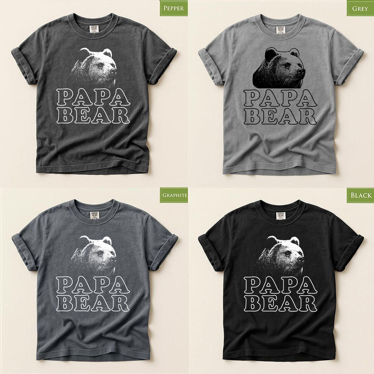 Fathers Day Papa Bear TShirt, Gift For Dads, Comfort Colors® Graphic Top for Papa