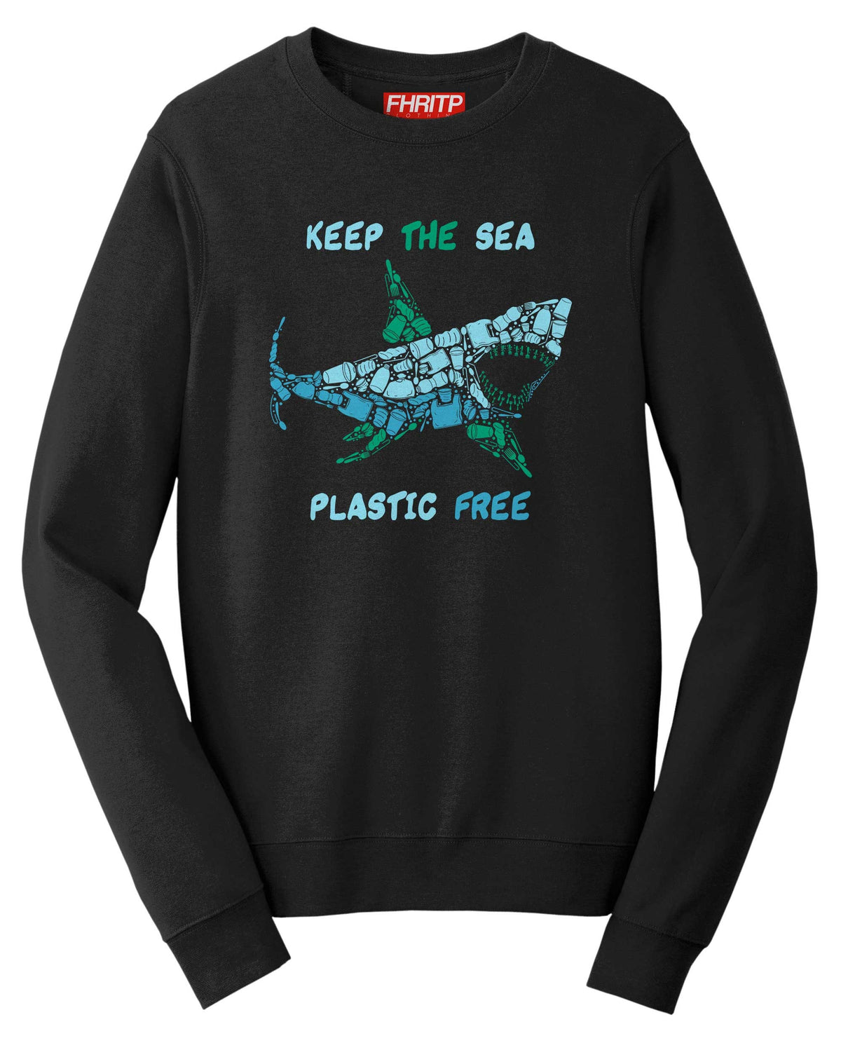 Shark Plastic Mosaic Great White Hand Drawn Environment Protest Sweatshirt