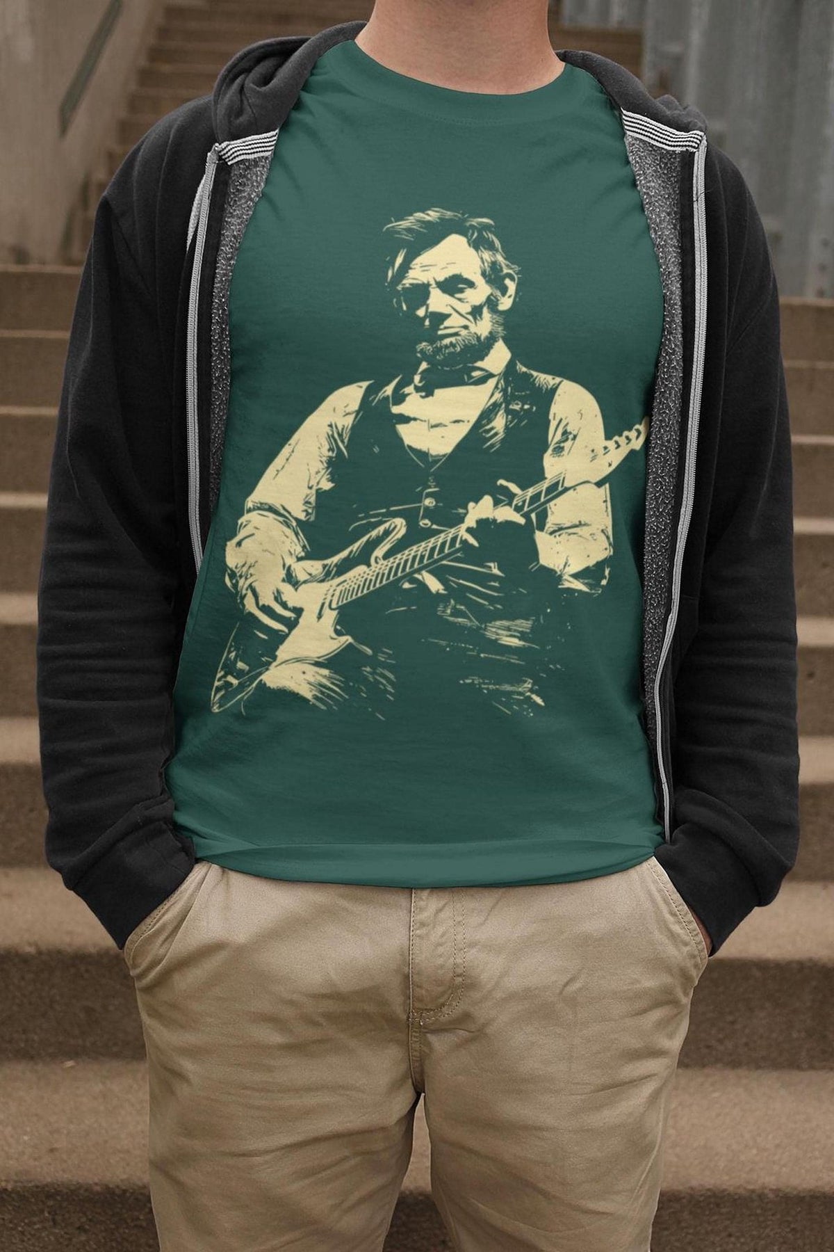 Abraham Lincoln Playing Guitar Shirt, Comfort Colors® Retro Political Humor Tee