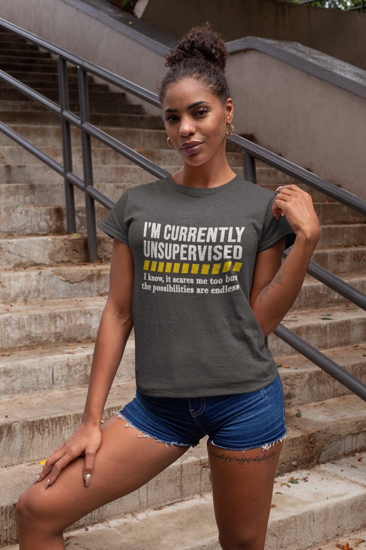 Funny T-shirt, Funny Womens Shirt, Funny Saying Shirt, Funny Mom Shirt, Sarcastic Shirt, Sassy Shirt, Currently Unsupervised Ladies Shirt