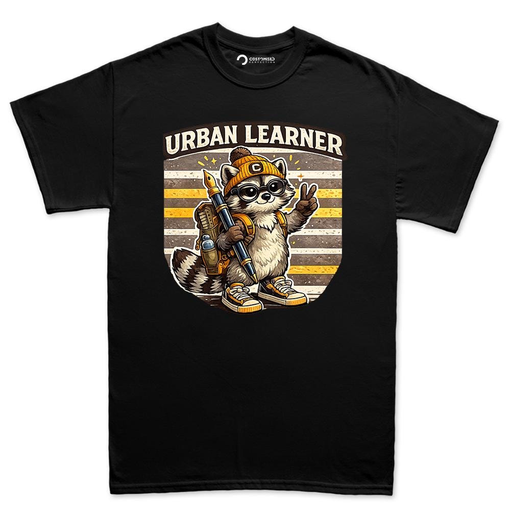 Urban Learner Shirt | Cool Raccoon School Hoodie | Hipster Kid Gift Idea