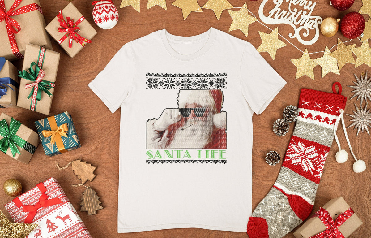 Funny Christmas Santa Shirt, Christmas Gift Shirt, Funny Santa Claus Shirt, Christmas Holiday Shirt, Santa Face Shirt, Santa Life Mens Shirt