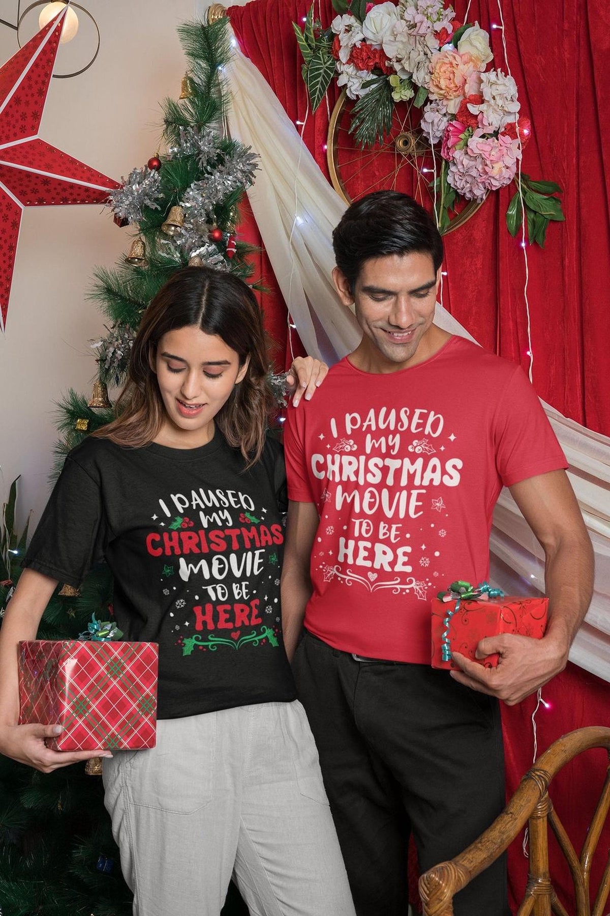 Funny Christmas Shirt, I Paused My Movie Sarcastic Tee