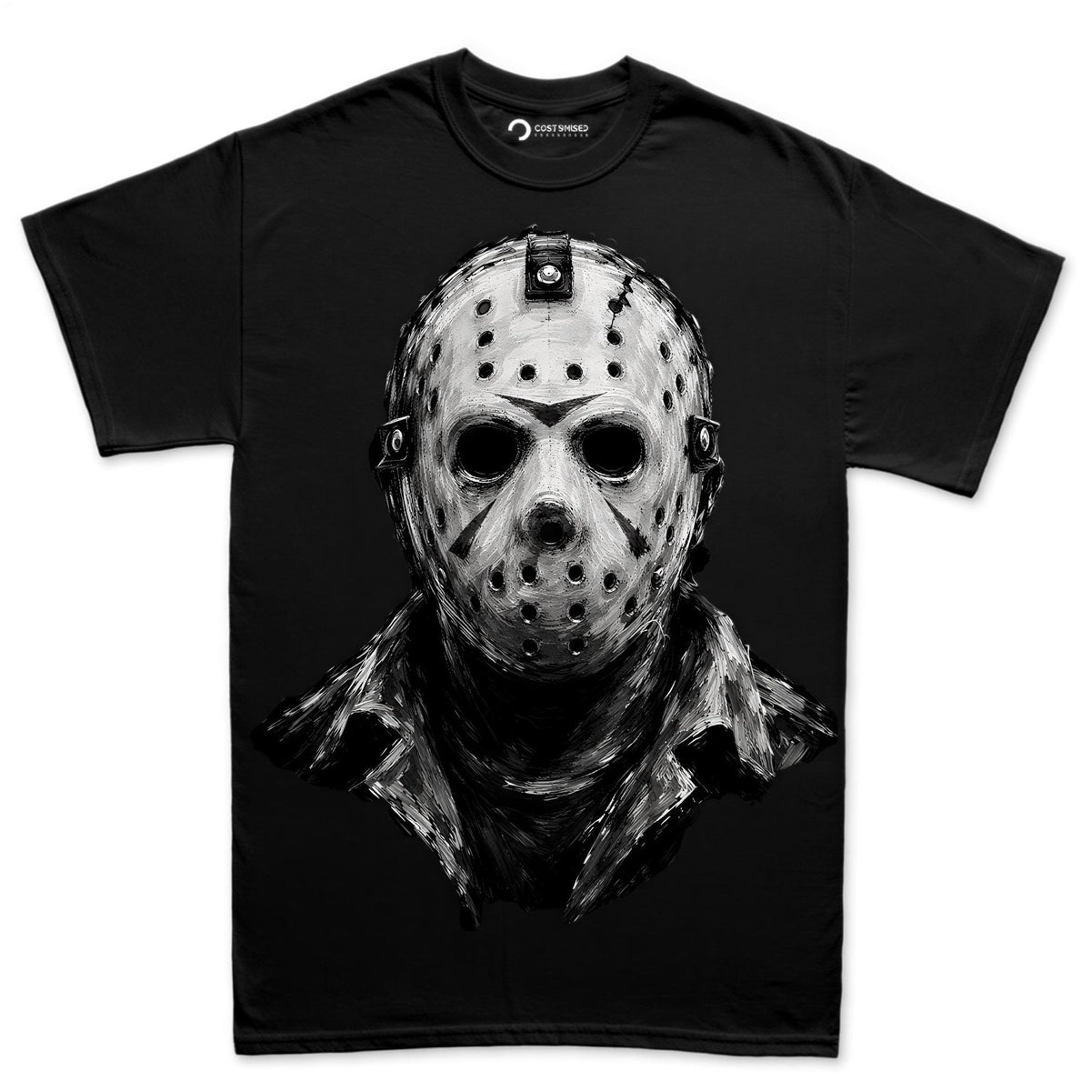 Hockey Mask Killer Shirt, Camp Horror Portrait T-Shirt, Chalk Art Slasher Hoodie, Black and White Mask Sweatshirt, Halloween Tee Gift