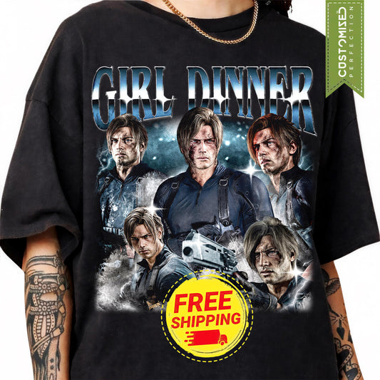 Girl Dinner Comfort Colors® Shirt, Leon Kennedy Resident Evil Gamer Girl Tee, Requiem RE9 Fan Gift