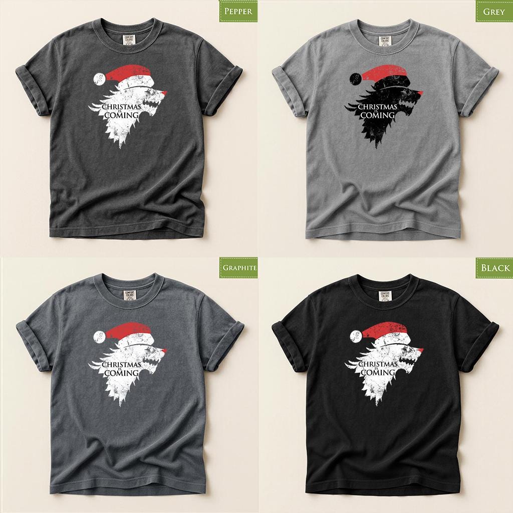 Comfort Colors® Christmas Is Coming Shirt, Santa Wolf Holiday Tee, Winter Graphic, Funny Christmas Gift
