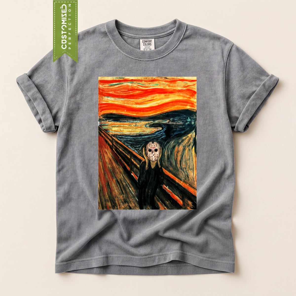 Comfort Colors® Halloween Scream Edvard Munch Shirt, Jason Mask Tee, Scary Costume Fall Autumn Top
