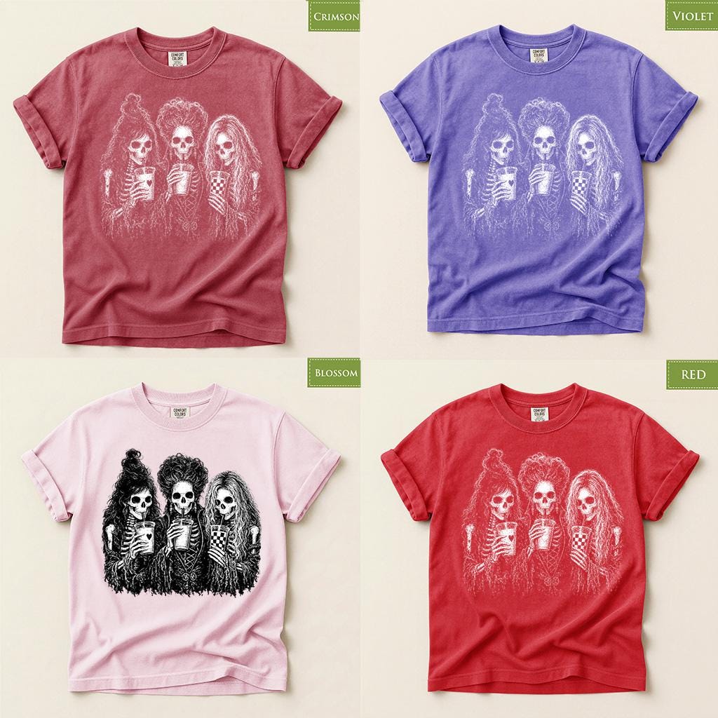 Comfort Colors® Hocus Pocus Halloween Shirt, Skeleton Witch Tee, Spooky Season Horror Gift