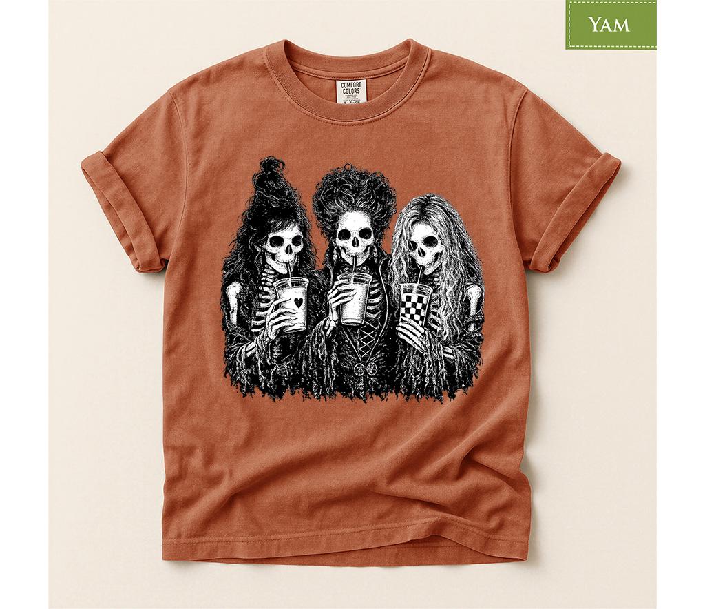 Comfort Colors® Hocus Pocus Halloween Shirt, Skeleton Witch Tee, Spooky Season Horror Gift
