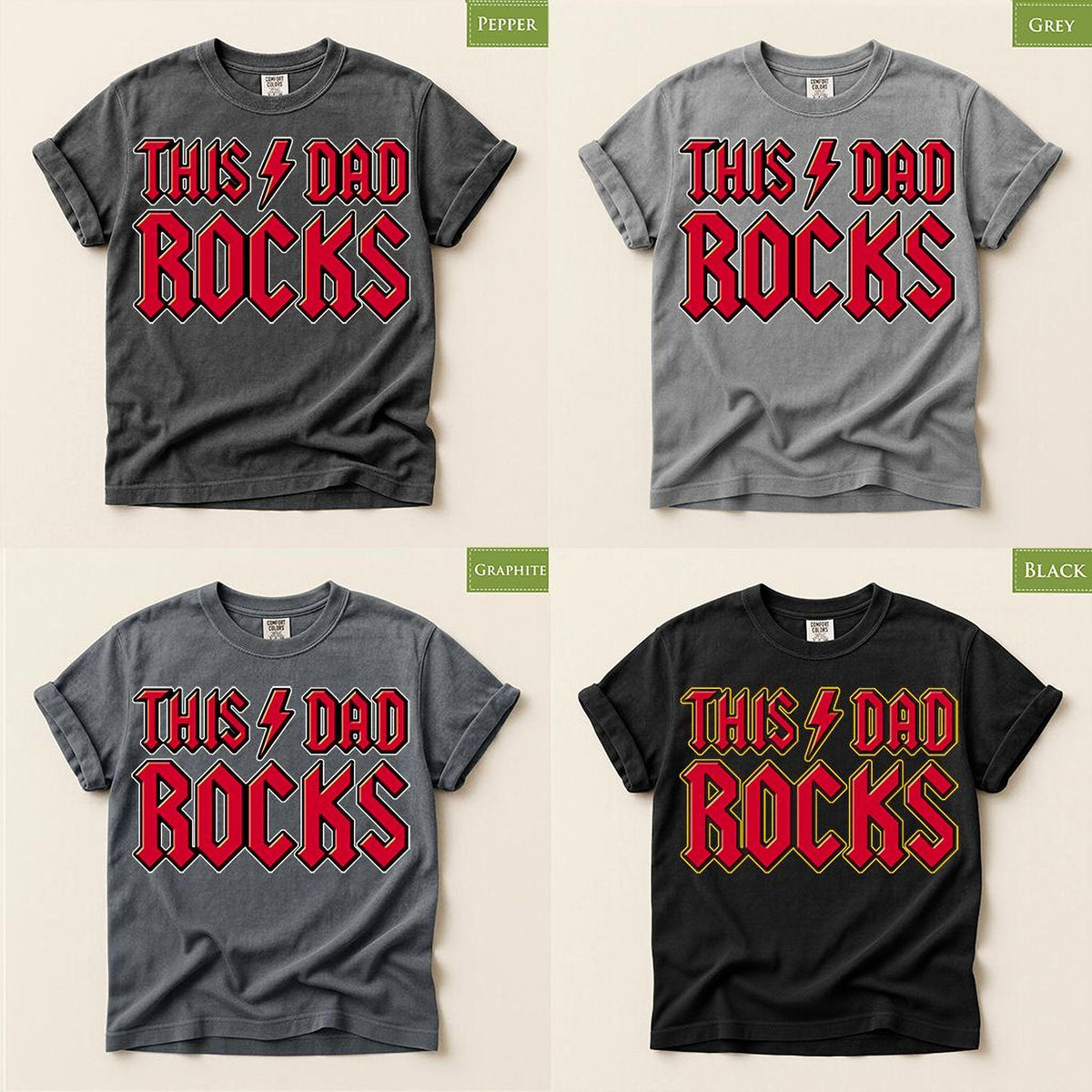 Dad Rocks T-Shirt: Funny Rock Music Comfort Colors® Tee for Fathers