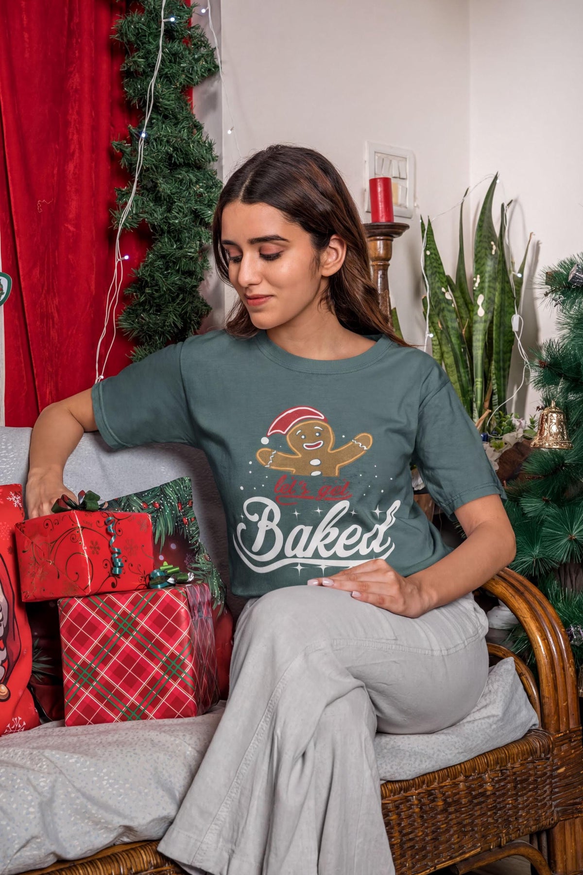Comfort Colors® Let's Get Baked Christmas Shirt, Funny Gingerbread Tee, Holiday Baking Graphic, Festive Christmas Gift