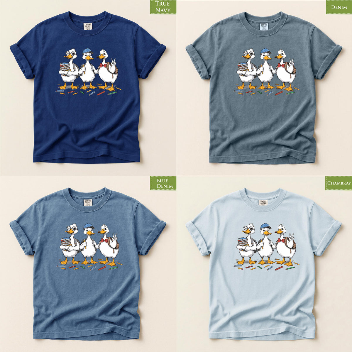Comfort Colors® Little Duck Goose Back to School Shirt, Cute Geese Teacher Student Tee, BTS First Day Graphic Tee