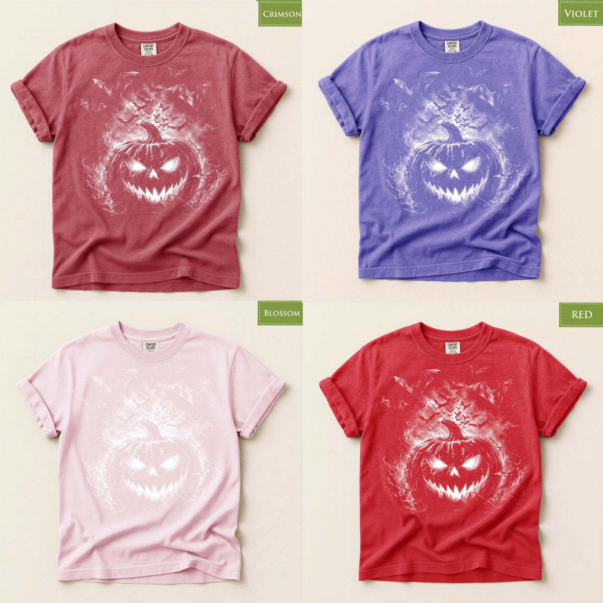 Comfort Colors® Jack O Lantern Pumpkin Graphic Tee, Scary Halloween Shirt, Spooky Horror Apparel Gift